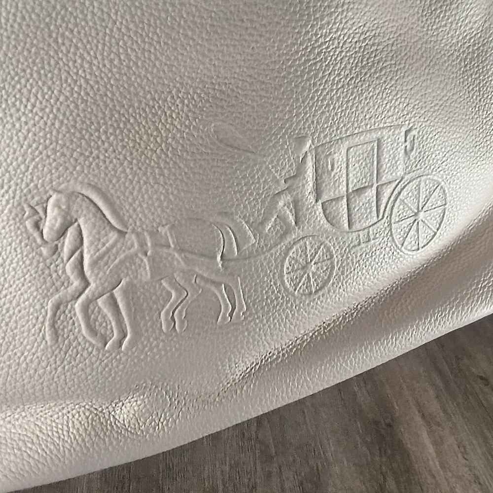 Coach  Andy Tote W/Horse & Carriage Logo With Pebbled Leather In Chalk NWT - Picture 3 of 14